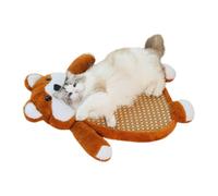 Cat Cooling Mat - Bear Shape Kitten Playing Sleeping | Cold Puppy Sleeping Mat | Rattan Weave Scratch-Resistant Cushion, Washable Zippered Thermal Dissipation Bed For Pet Parents Trainers Apartment