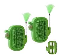 Cat Corner Scratcher, Long Hair Cactus Comb Set of 2, With Feather Toy Catnip Ball, Ideal for Stress Relief, Behavioral Enrichment, Sensory Play, and Mental Stimulation