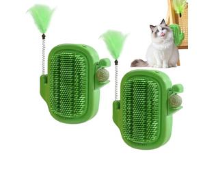 Cat Corner Scratcher - Long Hair Cactus Peine Conjunto De 2 | Scratcher De La Esquina De Gato Con Juguete De Pluma, Juguete De Plumas Para Gatos, Bola De Hierba Gatera Para Alivio Del Estrés Enriqueci