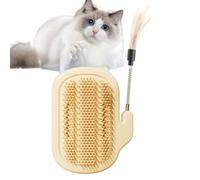 Cat Corner Scratcher, Self-Grooming Brush with Catnip, PP Multi-Pet Massage Station, 2-in-1 Furniture Protector for Cats/Rabbits/Small Dogs, Space-Saving Indoor Protector for Couches, 13x10cm