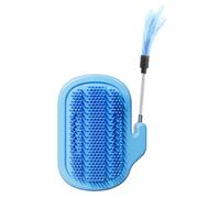Cat Corner Scratcher, Self-Grooming Brush with Catnip, PP Multi-Pet Massage Station, 2-in-1 Furniture Protector for Cats/Rabbits/Small Dogs, Space-Saving Indoor Protector for Couches, 13x10cm