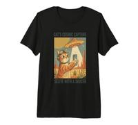 Cat Cosmic Capture UFO Selfie Alien Desert Camiseta Premium