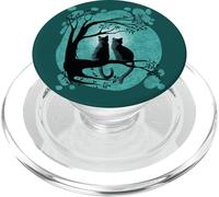 Cat Couple Watch The Full Moon Women Cute Aesthetic Pattern PopSockets PopGrip para MagSafe