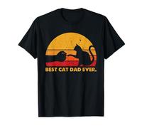 Cat Dad Best Ever Padre Dueño de Mascota Vintage Sunset Humor Camiseta
