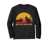 Cat Dad Best Ever Padre Dueño de Mascota Vintage Sunset Humor Manga Larga