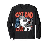 Cat Dad Club Día del Padre Life is Better with Cats Lover Manga Larga