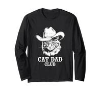Cat Dad Club Funny Cat Using A Cowboy Hat Cat Lover Manga Larga