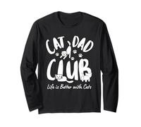 Cat Dad Club, Life Is Better with Cats Funny Cat Dad Meme Manga Larga