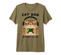 Cat Dad Gamer Club Divertido Video Gaming Cumpleaños Gatos Amante Camiseta Premium