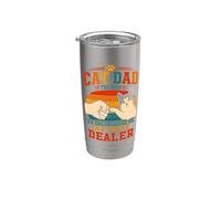 Cat Dad Man The Myth The Snack Dealer Fist Bump Retro Vaso térmico de acero inoxidable de doble pared