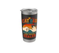 Cat Dad Man The Myth The Snack Dealer Fist Bump Retro Vaso térmico de acero inoxidable de doble pared