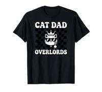 Cat Dad Overlords Funny Feline Master Retro Checkered Camiseta
