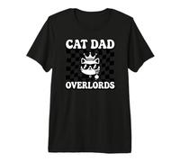 Cat Dad Overlords Funny Feline Master Retro Checkered Camiseta Premium