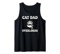 Cat Dad Overlords Funny Feline Master Retro Checkered Camiseta sin Mangas