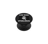 Cat Dad Overlords Funny Feline Master Retro Checkered PopSockets PopGrip Adhesivo
