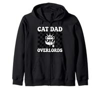 Cat Dad Overlords Funny Feline Master Retro Checkered Sudadera con Capucha