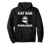 Cat Dad Overlords Funny Feline Master Retro Checkered Sudadera con Capucha