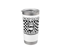 Cat Dad Overlords Funny Feline Master Retro Checkered Vaso térmico de acero inoxidable de doble pared