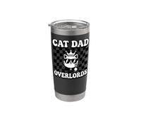 Cat Dad Overlords Funny Feline Master Retro Checkered Vaso térmico de acero inoxidable de doble pared