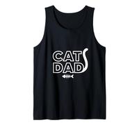 Cat Dad Tipografía mínima con Rizo de Cola y Espina de Pescado Camiseta sin Mangas