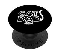Cat Dad Tipografía mínima con Rizo de Cola y Espina de Pescado PopSockets PopGrip Adhesivo