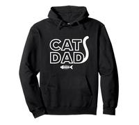 Cat Dad Tipografía mínima con Rizo de Cola y Espina de Pescado Sudadera con Capucha