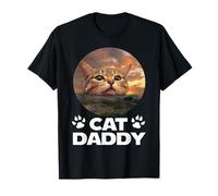 Cat Daddy Sunset Funny Kitty Father's Day Cats Lover Camiseta