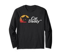Cat Daddy Vintage Eighties Style Cat Retro Distressed Manga Larga