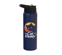 Cat Daddy Vintage Eighties Style Cat Retro Distressed Stainless Steel Insulated Water Bottle