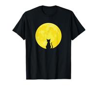 Cat de Gato Negro tee Men Mujeres Silhoueta de Noche mística Camiseta