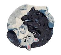 Cat Design Floor Mat - Hugging Cats Soft Rug For Entryways | Absorbent Bathroom Carpet With Secure Grip Backing, Adorable Decorative Washable Door Cover For Indoor Use And Room Accents