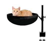 Cat Desk Bed, Desk Mounted Kitties Hammock Nest, 360 Degree Rotating Pet Resting Seat, Removable Washable Cover Kittens and Small Cats, Modern Design for Home Work, 40x40x39cm