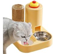 Cat Dish with Water Bottle, Food and Water Bowl Set, PP + Stainless Steel Destachable Puppy Bowls with Bell, Wet & Dry Feeding, for Small Medium Cats, Dogs, Adecuado para Pet Dish, 26 x 26 x 27 cm