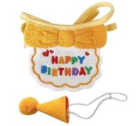 Cat Dog Bibs and Hats Puppy Happy Birthday Decorations Funny Photography Props Gift for for Girls Boys Kitten Dog (Babero y Gorro Amarillos)