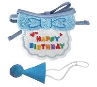 Cat Dog Bibs and Hats Puppy Happy Birthday Decorations Funny Photography Props Gift for for Girls Boys Kitten Dog (Babero y Gorro Azul)