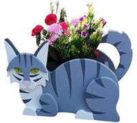 Cat Dog Planter Plant Pots Various Animal Shaped Cartoon Planter, PVC Material Cute Animal Shape Garden Flower Pot, Dog planters for Office Home Decor Gift(Blue Cat)