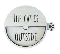 Cat Door Sign - Slideable In Out Wooden Reminder For Pet Safety, Easy-To-Use Decorative Sign With Clear Visibility, Cat Outdoor Indicator For Home Kids Family Friends Garden Doorway Use