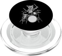 Cat Drum Retro 90s Vintage Music Vibe para Bateristas PopSockets PopGrip para MagSafe