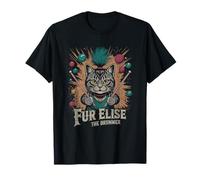 Cat Drummer Fur Elise Music Lover Divertido Camiseta