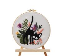Cat Embroidery Kit, Stamped Thread Craft Set, 7.87x7.87 Inches Hoop Needle Pack, Handmade Art Kits, Beginner Sewing Project, Decorative Fabric Design for Women, Enthusiasts, Home, and Birthday
