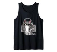 Cat Escucha la música para los Amantes de la música Camiseta sin Mangas