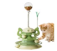 Cat Exercise Track, Cat Toy with Feather, 9.84x9.84x16.34 Inches, Pink Green, Funny Kitten Fun Puzzle, Stable Game for Home, Interactive Mystery Toy for Cats
