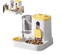 Cat Feeder and Water Dispenser, 2L Cat Feeder and Water Dispenser, 2 in 1 Automatic Cat Food and Water Bowl Set, Large Capacity Self Feeding Station, for Dog Puppy Kitten (Yellow)