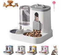 Cat Feeder and Water Dispenser, The New 2-in-1 Cat Food Dispenser, Integrated Feeder - 2200ml Food Container, 800ml Water Tank (Gray)