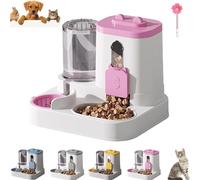 Cat Feeder and Water Dispenser, The New 2-in-1 Cat Food Dispenser, Integrated Feeder - 2200ml Food Container, 800ml Water Tank (Pink)