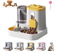 Cat Feeder and Water Dispenser, The New 2-in-1 Cat Food Dispenser, Integrated Feeder - 2200ml Food Container, 800ml Water Tank (Yellow)