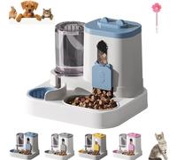 Cat Feeder and Water Dispenser, The New 2-in-1 Cat Food Dispenser, Integrated Feeder - 2200ml Food Container, 800ml Water Tank (Blue)
