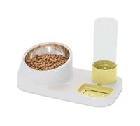 Cat Feeder Dispenser, Water Dispenser Bowl, Stainless Steel Dish, Pet Snack Bowl with antideslizante and Spill Proof Design for Cats, Dogs, Gold Pets, 1 pieza