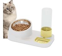 Cat Feeder, Water Dispenser, Non-Slip Base Stainless Steel Waterer, Automatic Food & Water Station, Snack Bowl For Cats & Small Dogs, Easy To Clean (Silver/1 Pack), 30x17x21cm