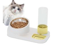 Cat Feeder Water Dispenser, Stainless Steel Bowl, (Non-Slip Base), Automatic Dry Food and For Cats, Kittens, Small Dogs, Pet Feeding Station, 11.81x6.69x8.27 Inches